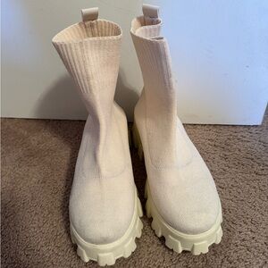 Chunky Platform Sole Sock Ankle Boots